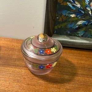 Jeannette Glass Co. hand-painted candy dish